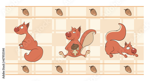 Border for wallpaper with squirrels