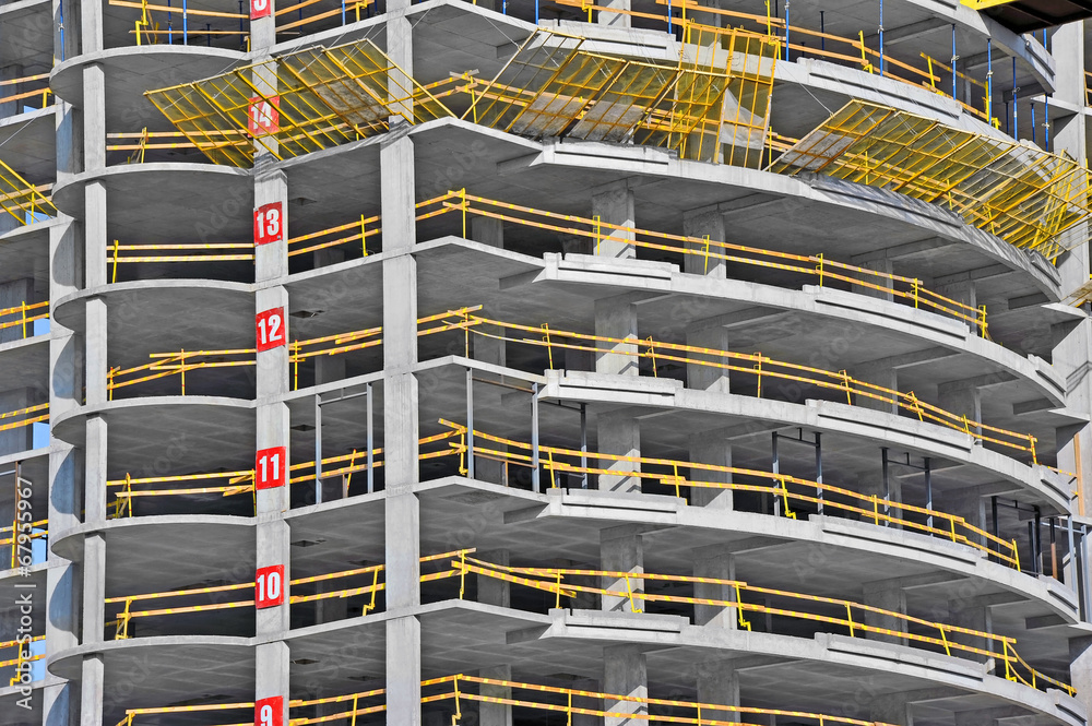 Building construction site wok with railing, detail Building construction site wok with railing, detail