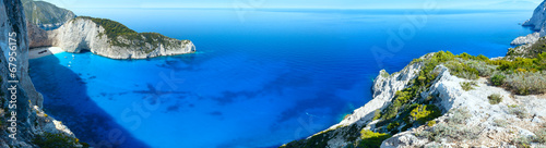 Navagio beach panorama (Zakynthos, Greece) photo