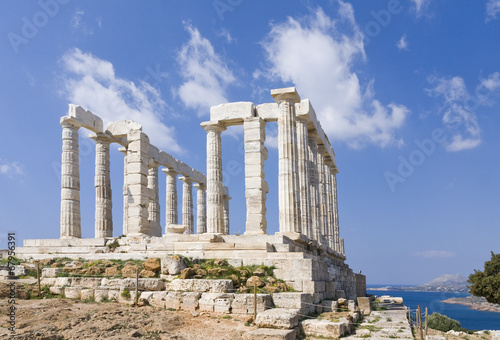 Sanctuary and temple of Poseidon at cape sounio, Attica, Greece 