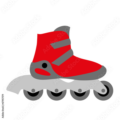 red inline roller skate boot icon - wheels - symbol of sport