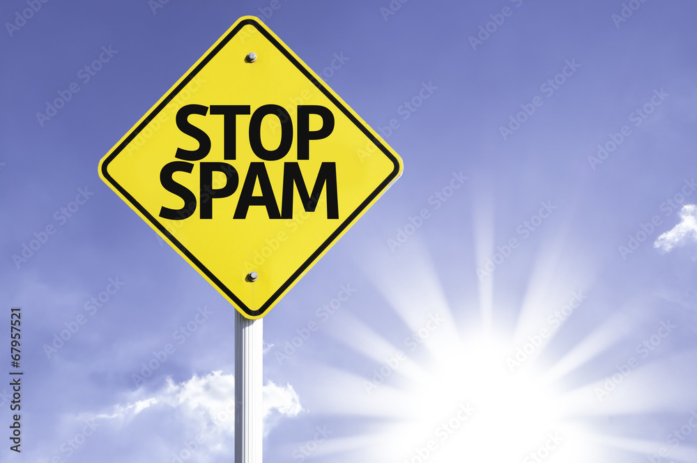 Stop Spam road sign with sun background Stop Spam road sign with sun background