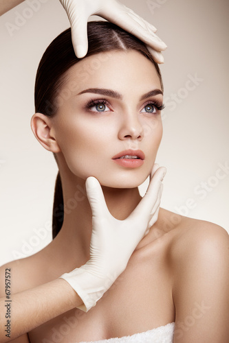 Obraz na plátně Beautiful  Woman before Plastic Surgery Operation Cosmetology. B