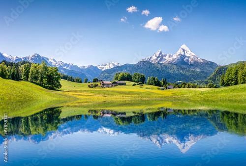 Idyllic summer landscape with mountain lake and Alps © JFL Photography