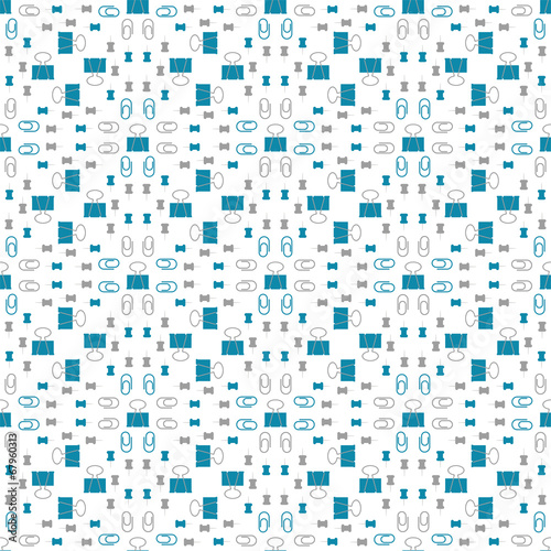 Seamless pattern with stationery, clips, thumbtacks