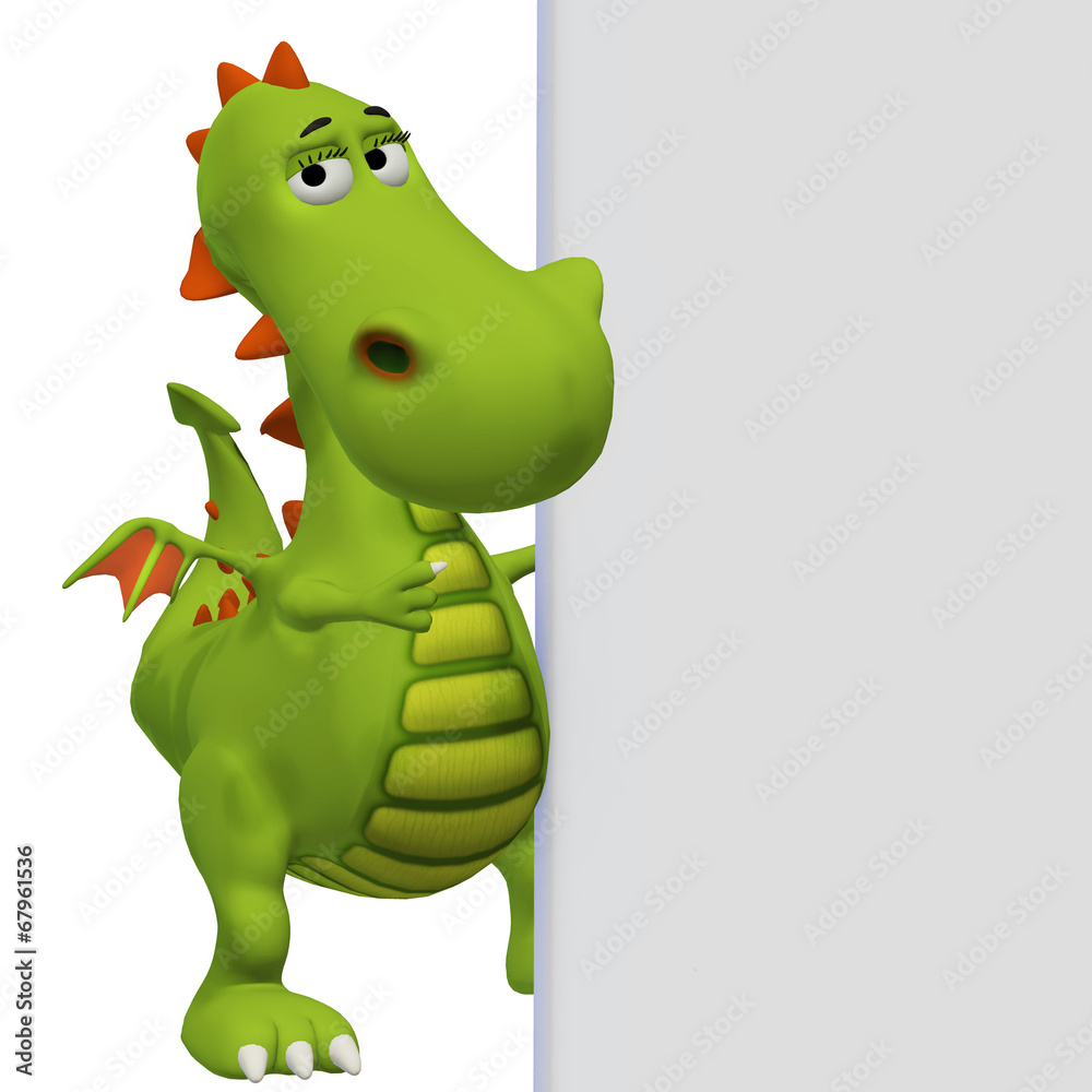 Fototapeta premium dragon with a blank board