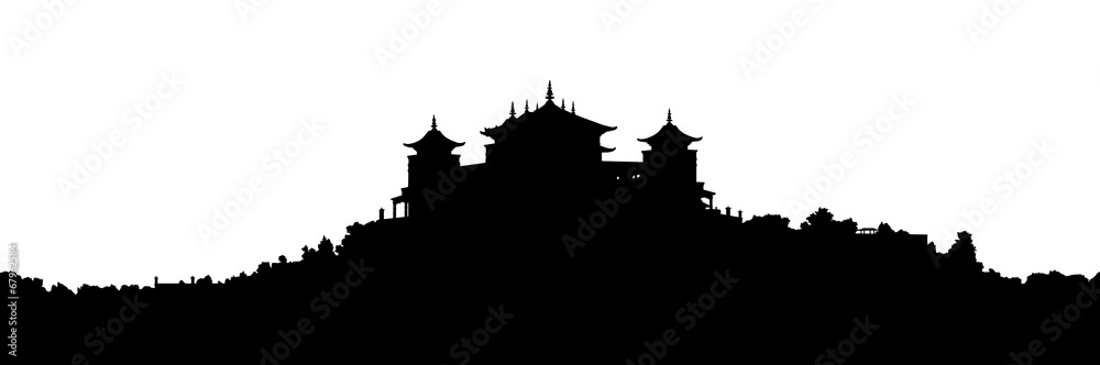 tibetan monastery silhouette