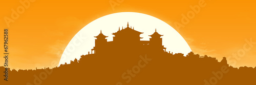 Foto tibetan monastery at sunrise