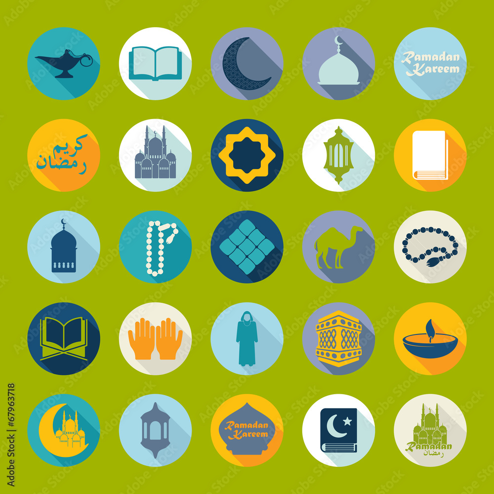 Set of flat icons: Ramadan Kareem Set of flat icons: Ramadan Kareem