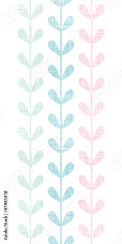 Abstract textile colorful vines leaves vertical seamless pattern