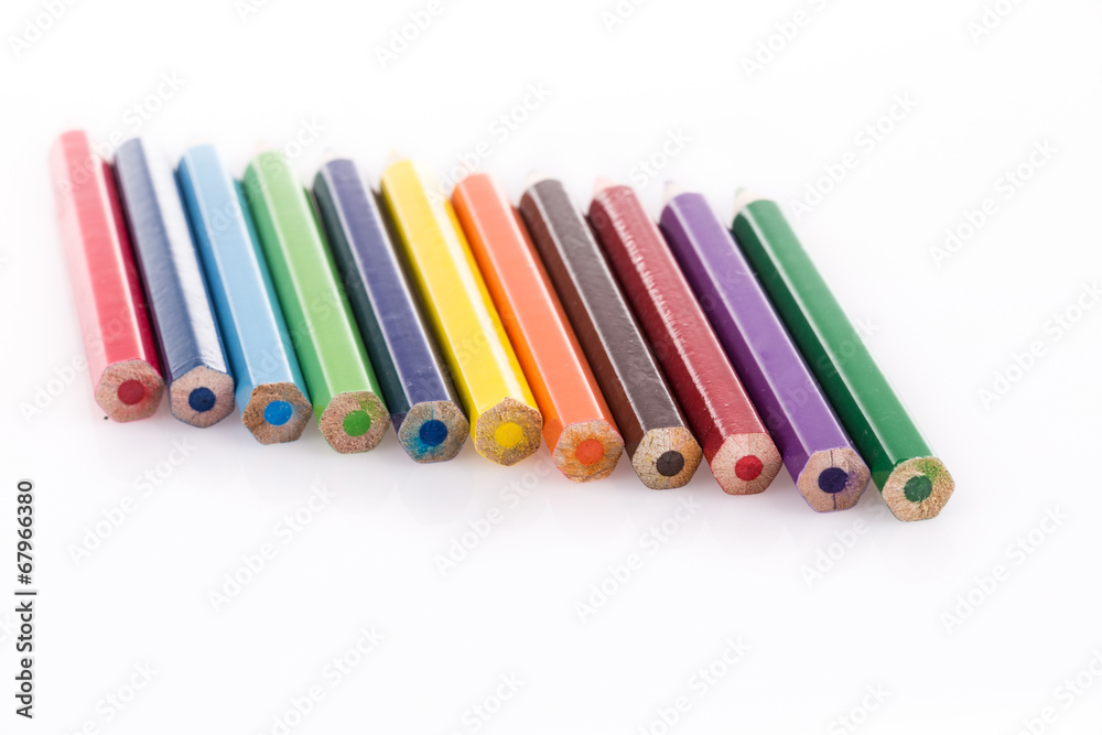 back of colorful pencils on white back of colorful pencils on white