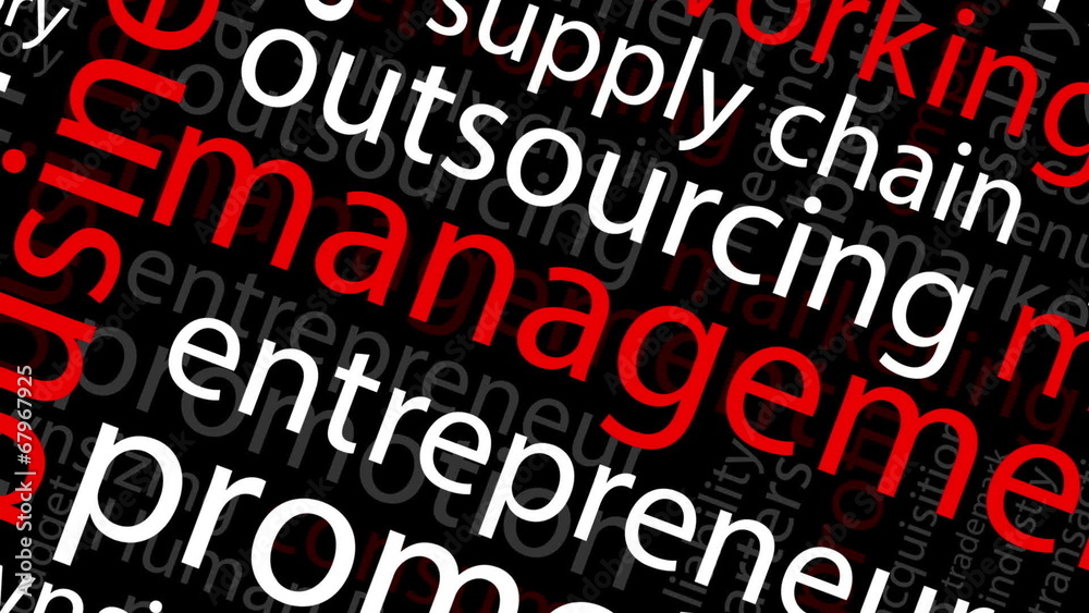 Looping display of animated business words and terms Looping display of animated business words and terms