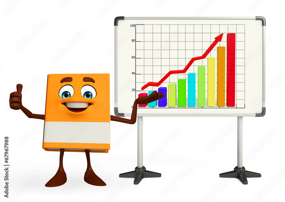 Book Character with business graph Book Character with business graph