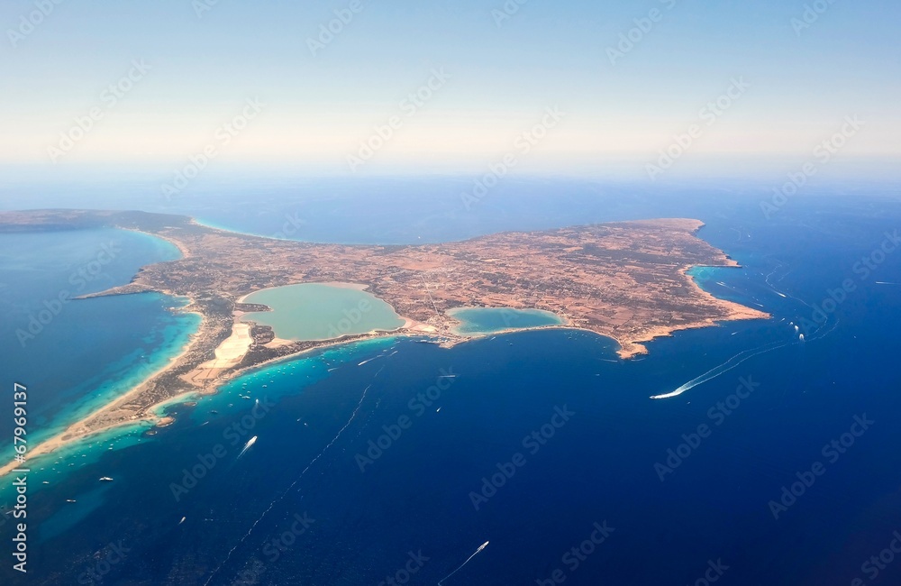 Aerial view of Formentera.