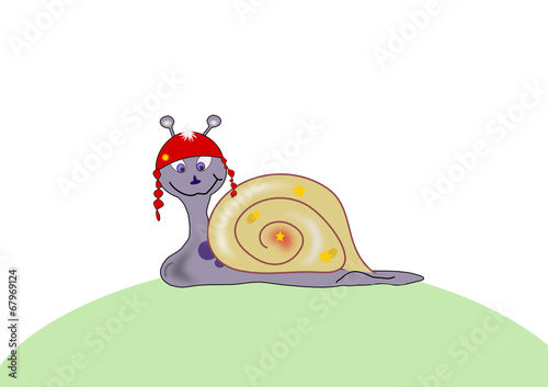 lachende schnecke mit weihnachtsmütze