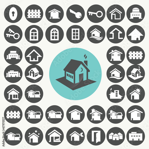 Home and house icons set. Illustration eps10