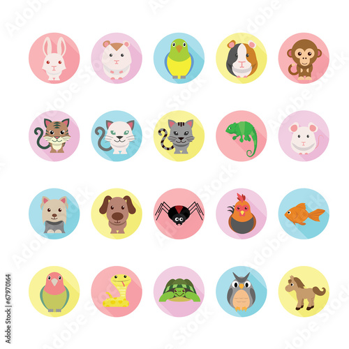 Pets icons set. Illustration eps10