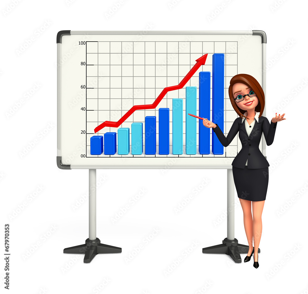 Young Business Woman with business graph Young Business Woman with business graph