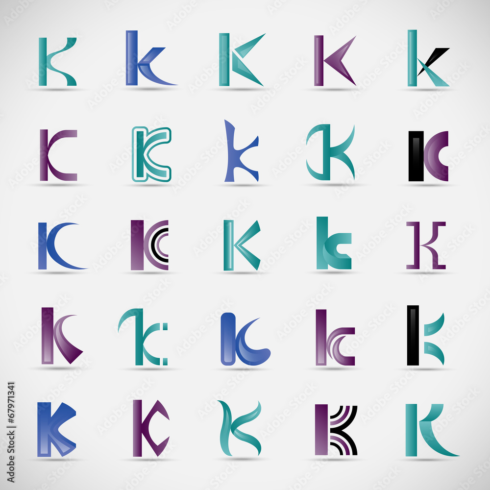 Letter Icons Set - Isolated On Gray Background Letter Icons Set - Isolated On Gray Background