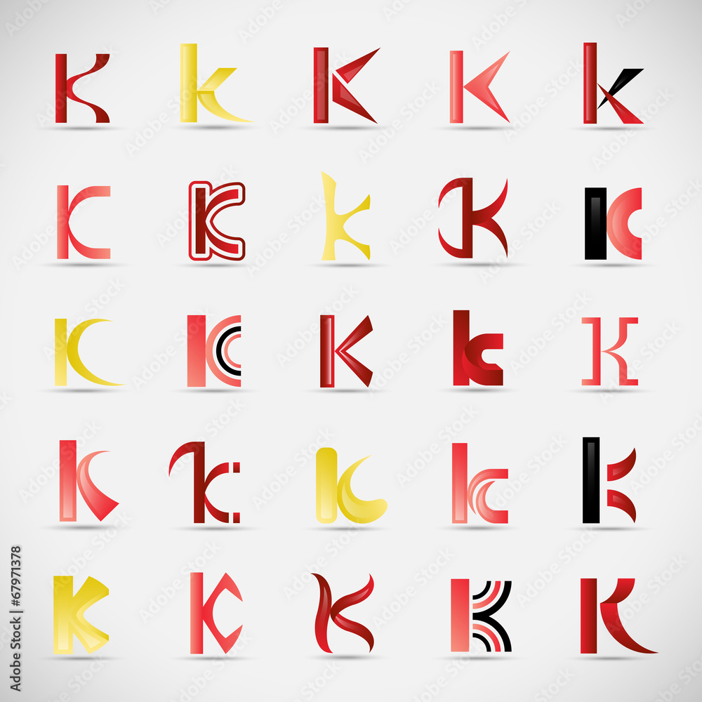 Unusual Letters Set - Isolated On Gray Background Unusual Letters Set - Isolated On Gray Background