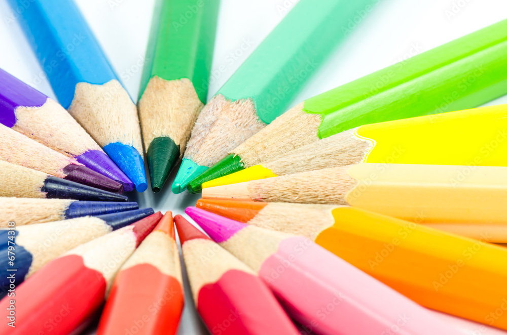 colorful pencils on white background colorful pencils on white background