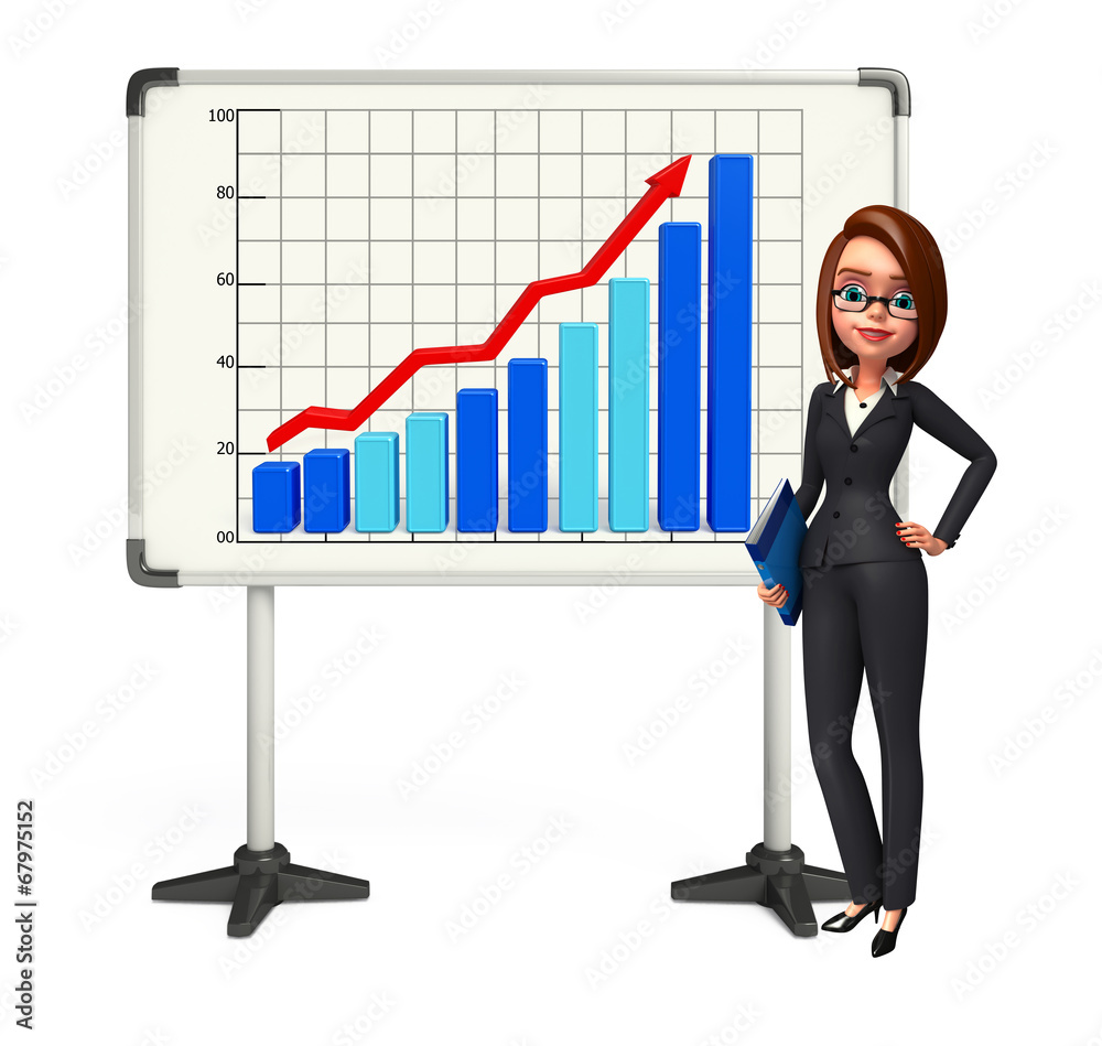 Young Business Woman with business graph Young Business Woman with business graph