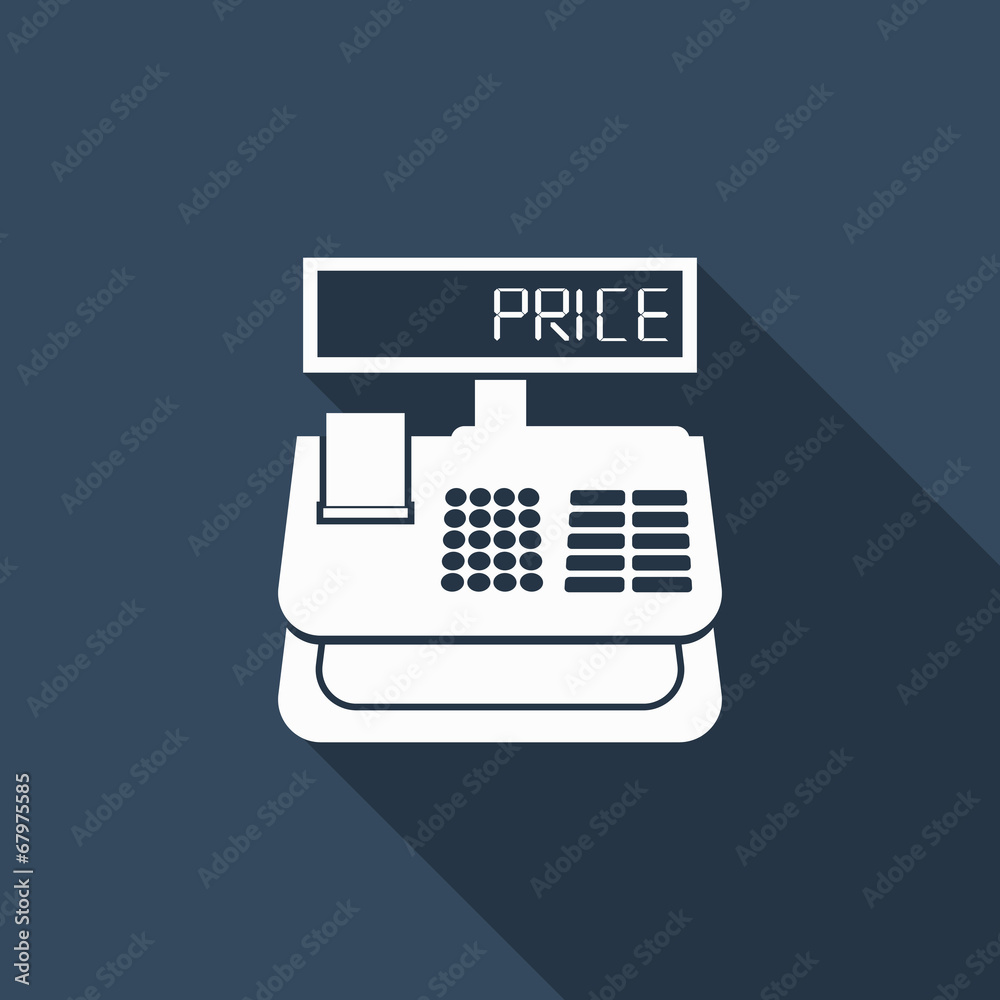 cash register icon with long shadow cash register icon with long shadow
