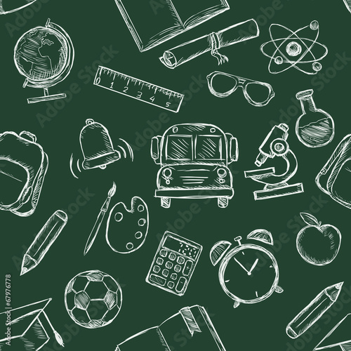Vector Seamless  Back to School Pattern