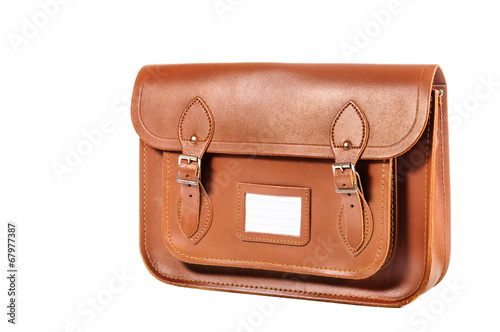 Leather bag with lable