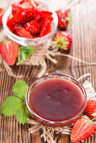 Portion of fresh made Strawberry Sauce