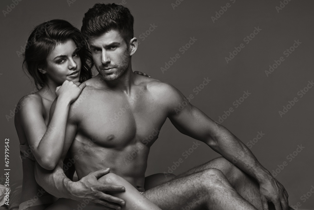 Black&white picture of sensual couple Black&white picture of sensual couple