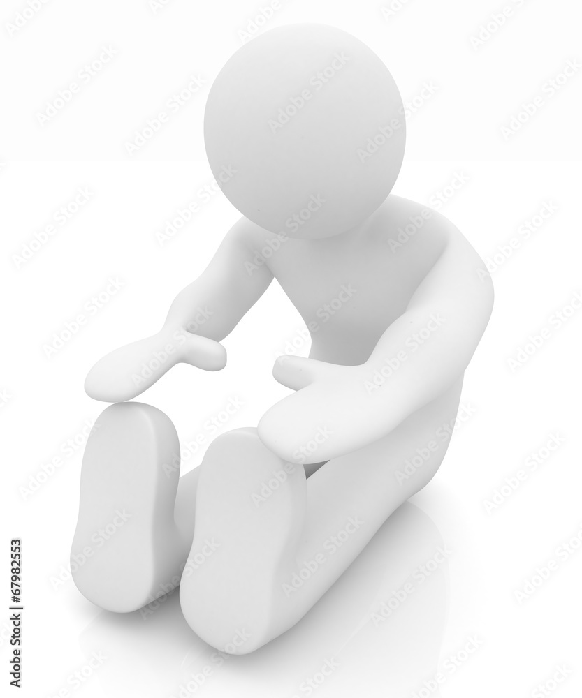3d man isolated on white. Series: morning exercises - flexibilit 3d man isolated on white. Series: morning exercises - flexibilit