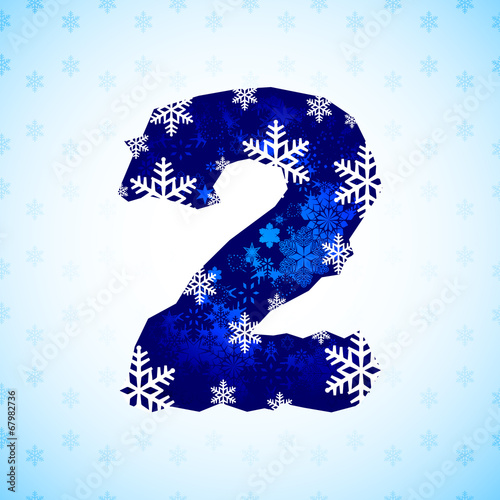 Winter decorations. Number made of snowflakes