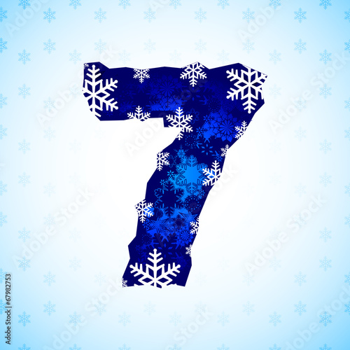 Winter decorations. Number made of snowflakes