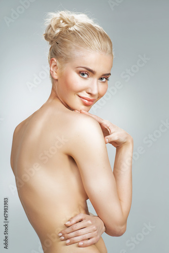 Tall blond lady and her perfect complexion