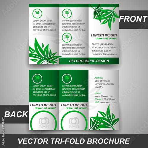 Bio tri fold corporate business store brochure, cover design