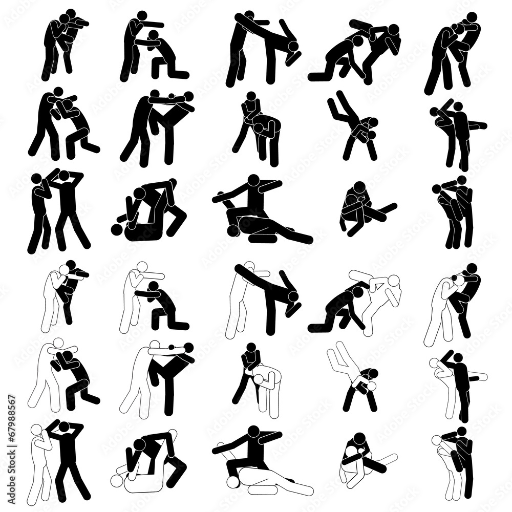 Muay Thai Boxing People Icon Sign Symbol Pictogram Muay Thai Boxing People Icon Sign Symbol Pictogram