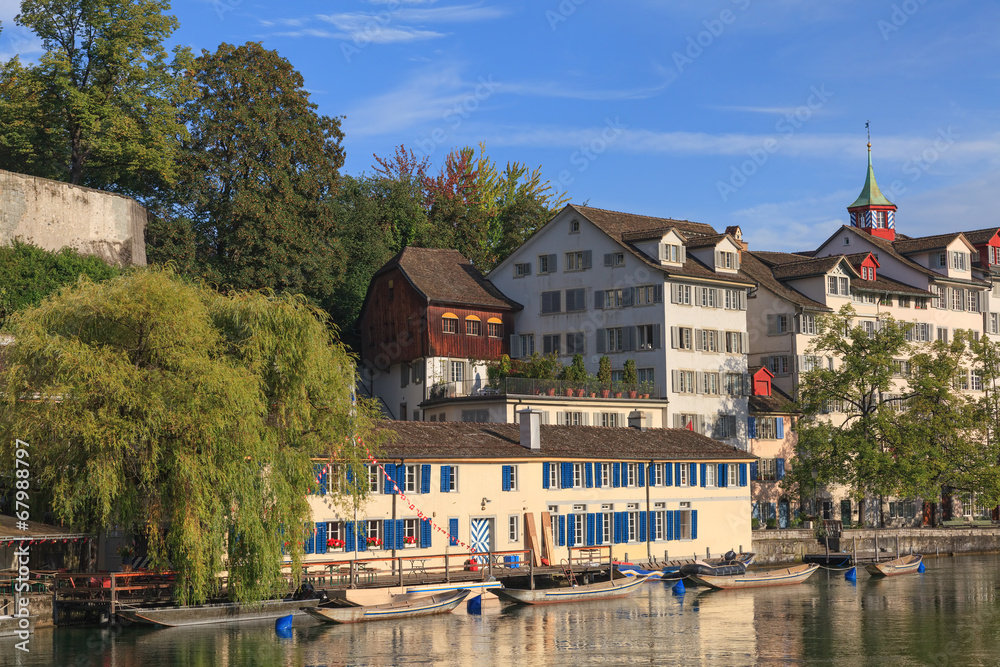 Zurich, the Limmat river