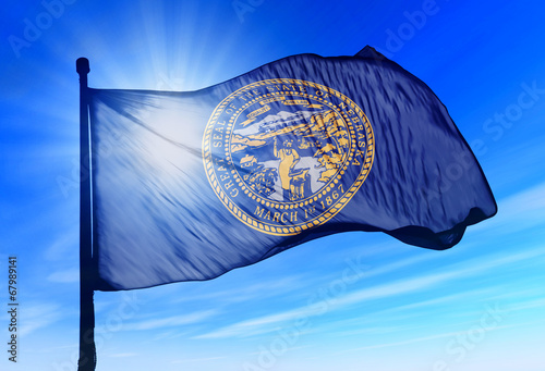 Nebraska (USA) flag waving on the wind