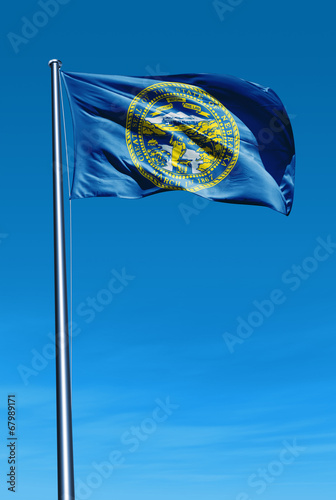 Nebraska (USA) flag waving on the wind