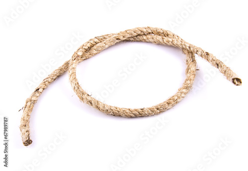 ship rope with a knot isolated on white background