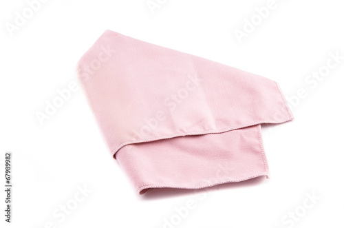 Crumpled pink microfiber cloth isolated on white background