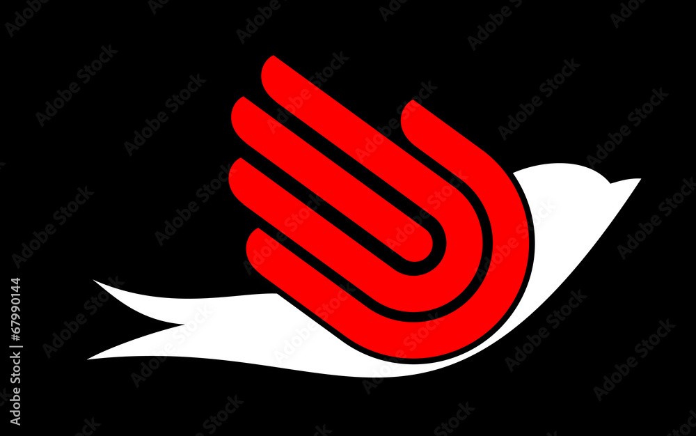 Obraz premium Bird with hand, freedom sign, vector,