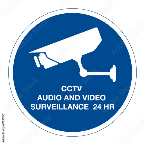 CCTV audio and video surveillance 24 hours, sign, vector