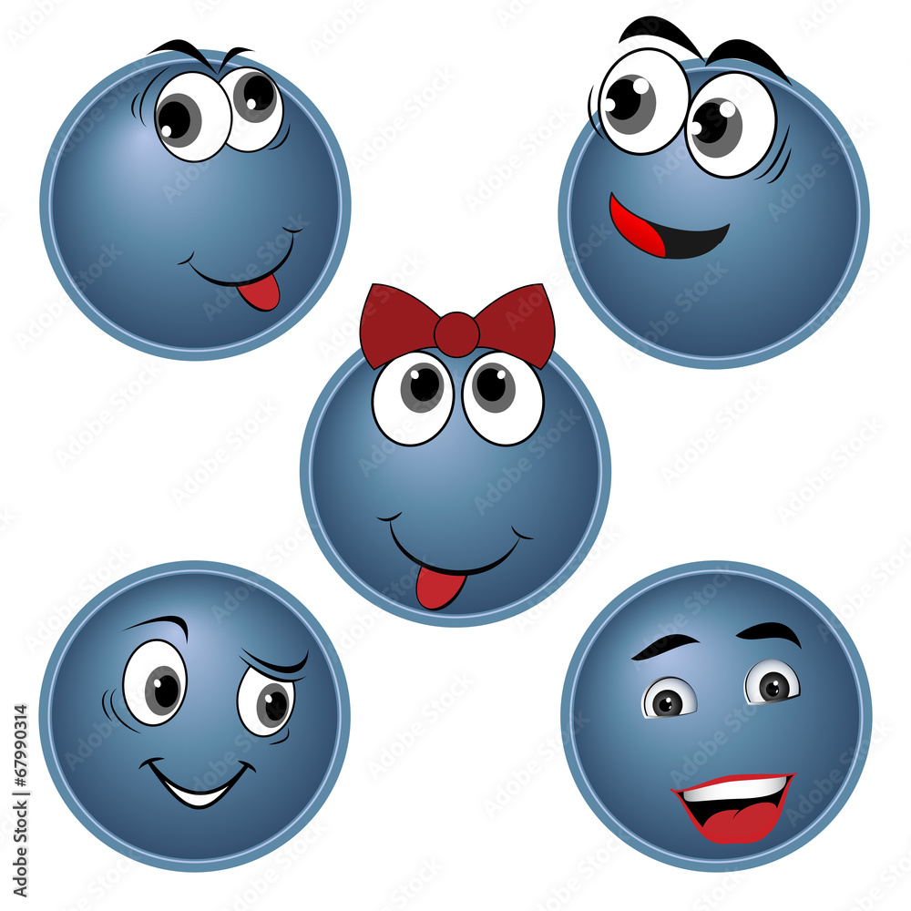 blue Smiles character set, vector blue Smiles character set, vector
