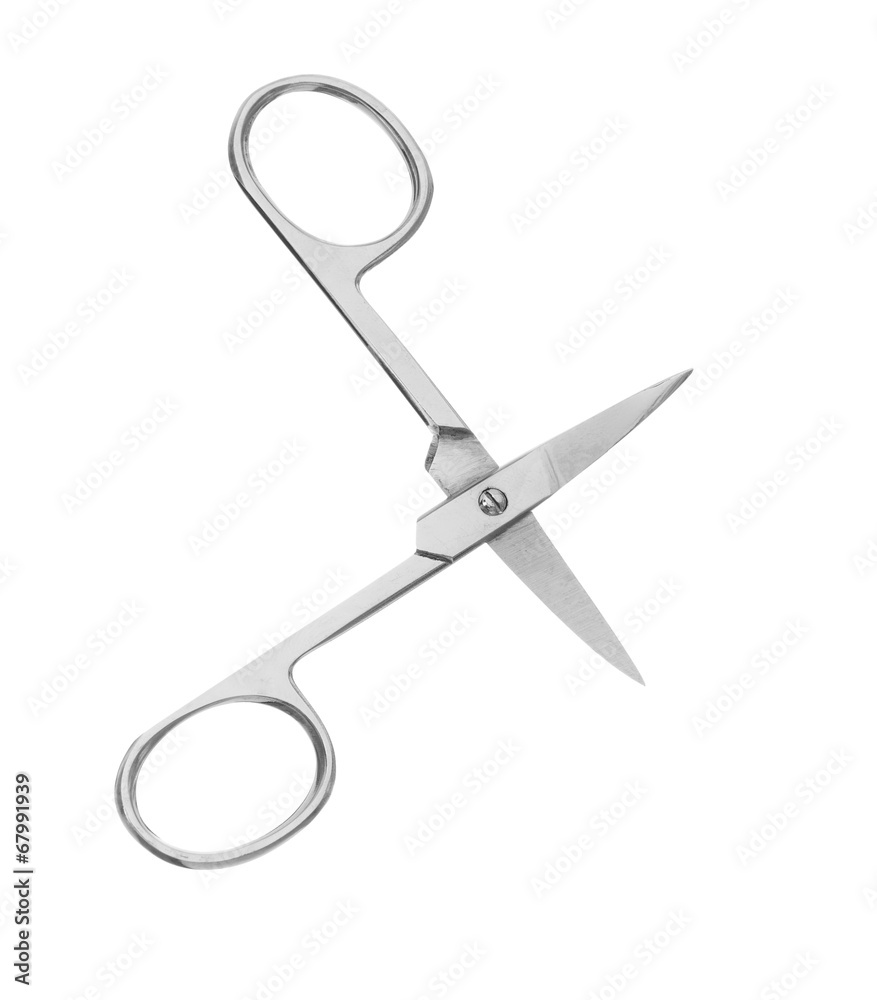Nail scissors wide open isolated on white background Nail scissors wide open isolated on white background