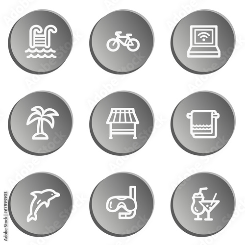 Vacation web icons , grey stickers set