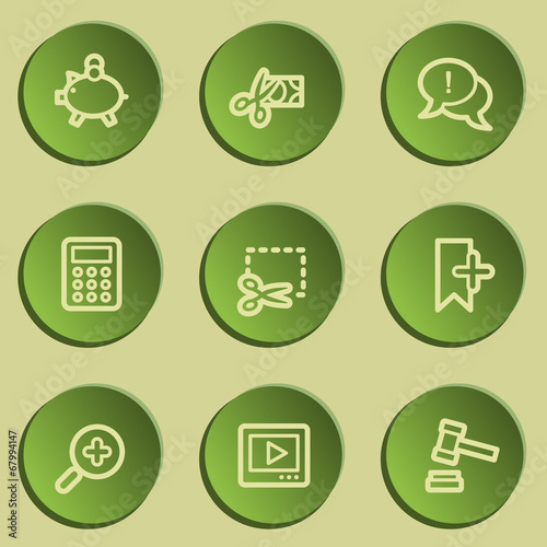 Shopping web icon set 3 , green paper stickers set