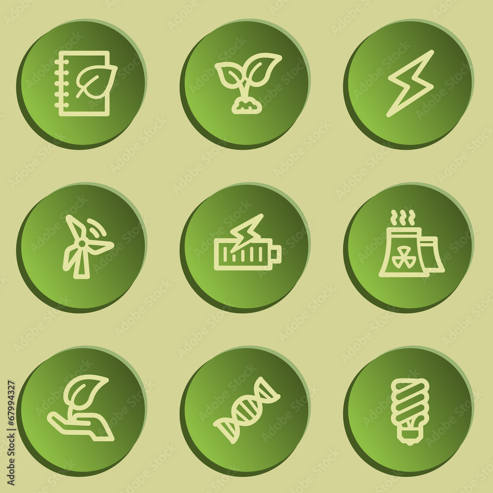 Ecology web icon set 5, green paper stickers set Ecology web icon set 5, green paper stickers set