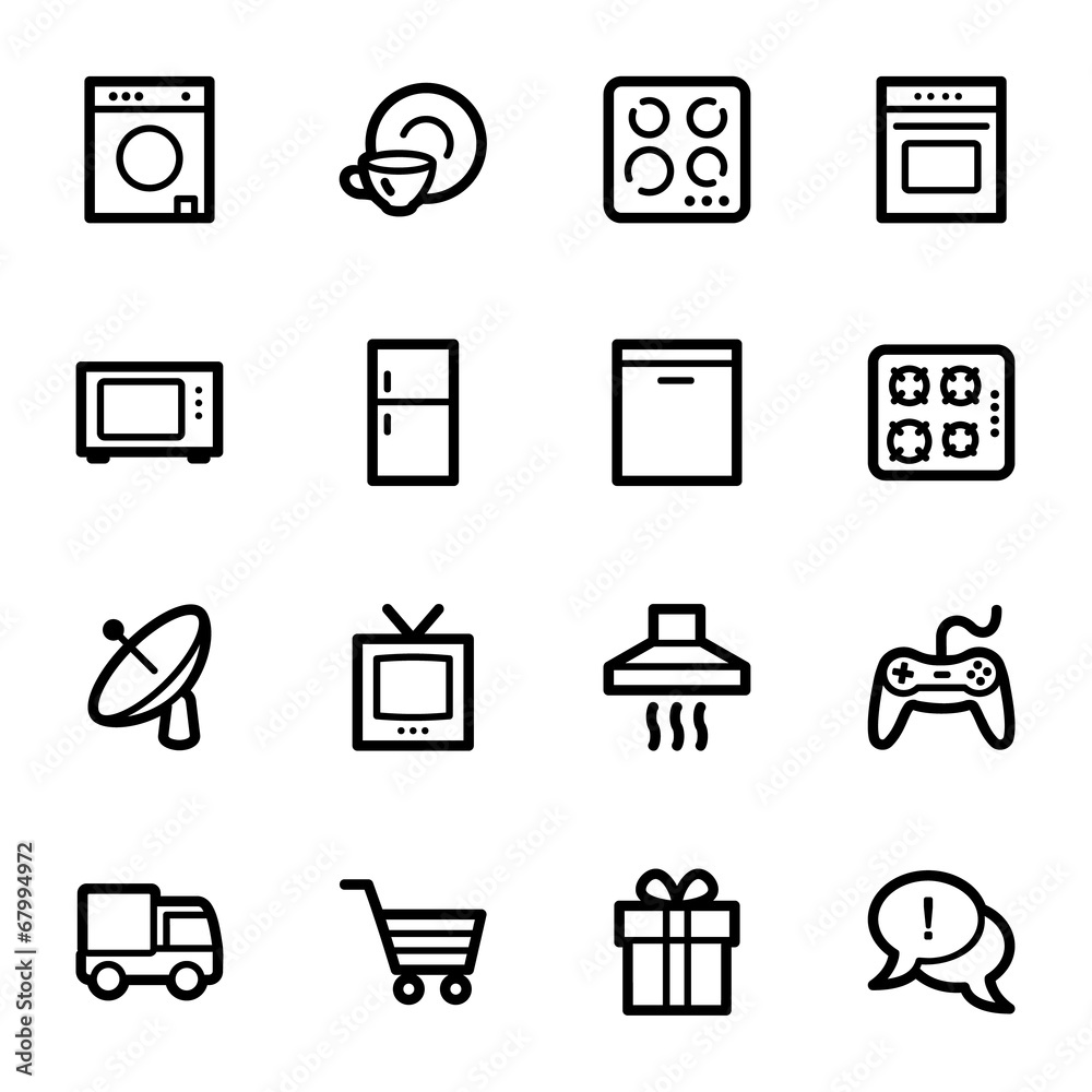 Home appliances web icons set